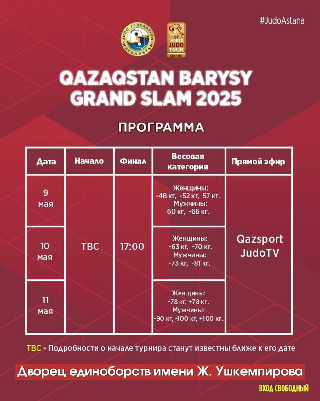 We are pleased to present to you the program of the prestigious Qazaqstan Oblysy Grand Slam 2025 tournament